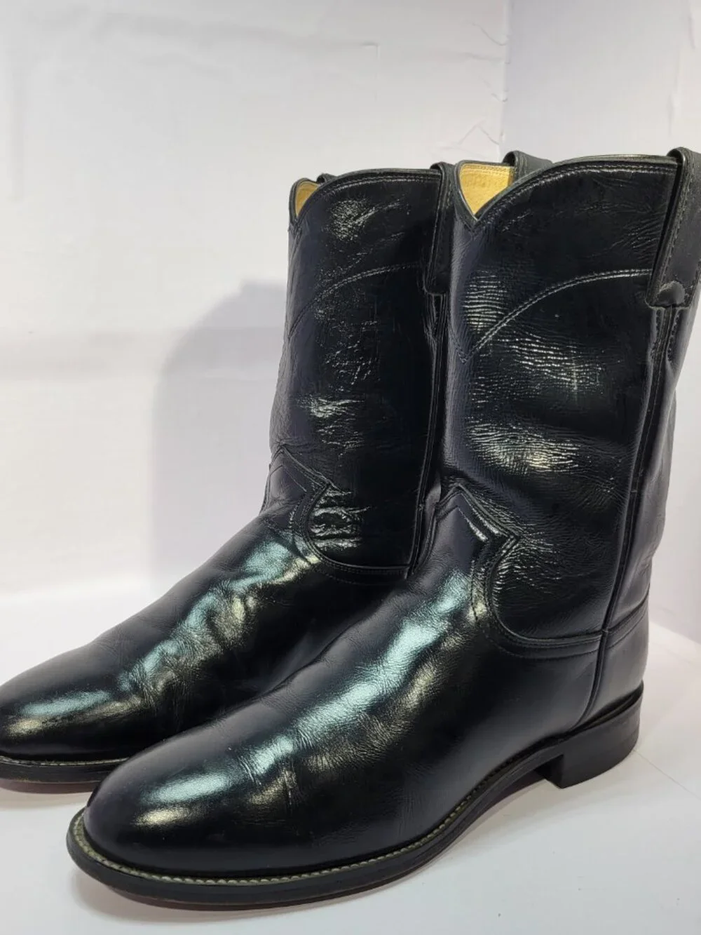 Justin Jackson Classic Men's Size 8.5D Black Leather Western Roper Boots 3133